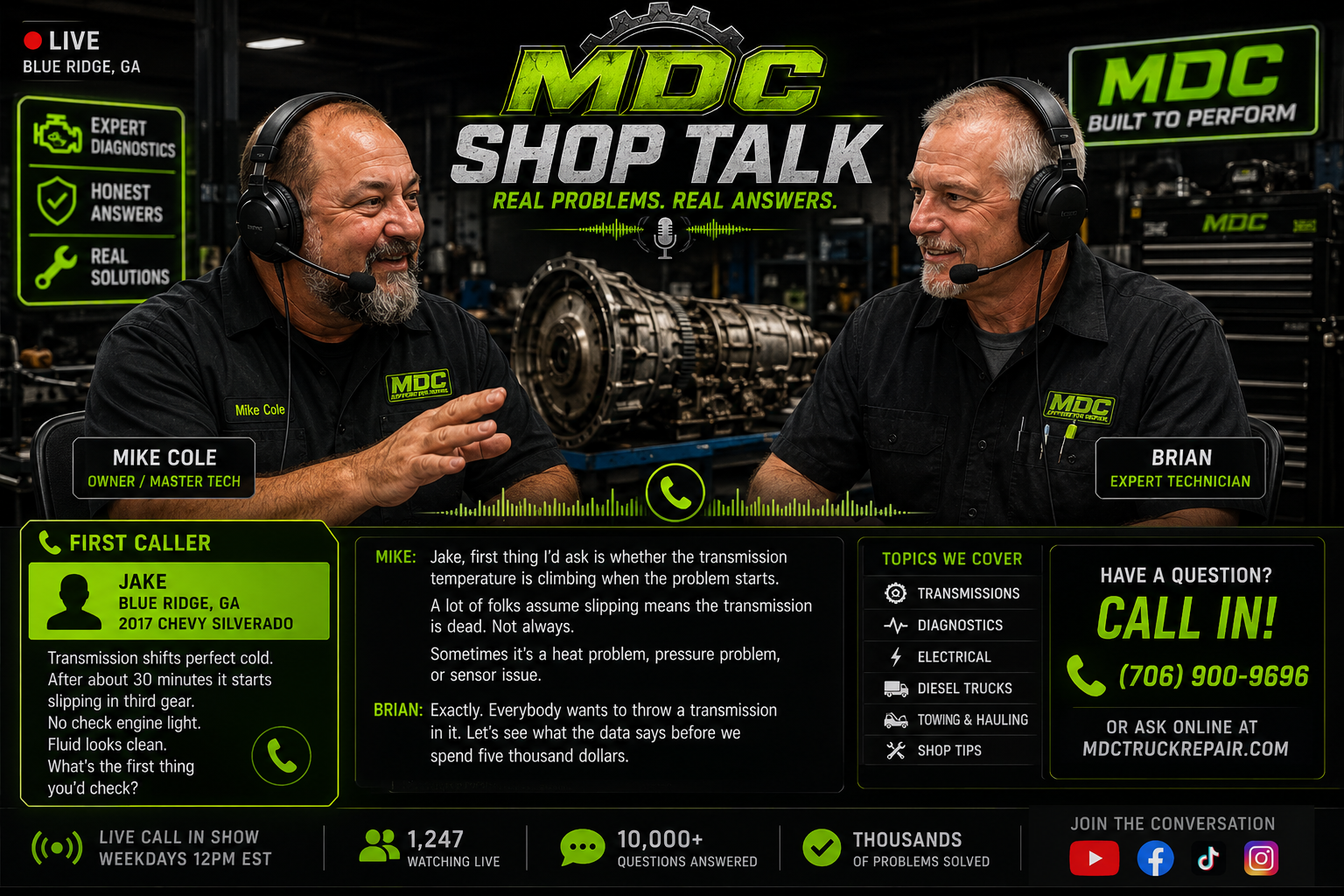 MDC Shop Talk with Mike & Brian — Real Questions. Real Answers. Real Solutions. Call (706) 900-9696.